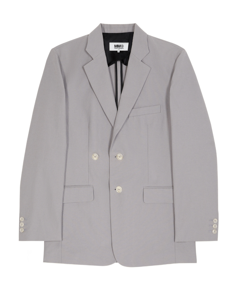 Mm6 Maison Margiela Off-centre Single-breasted Blazer In Gray