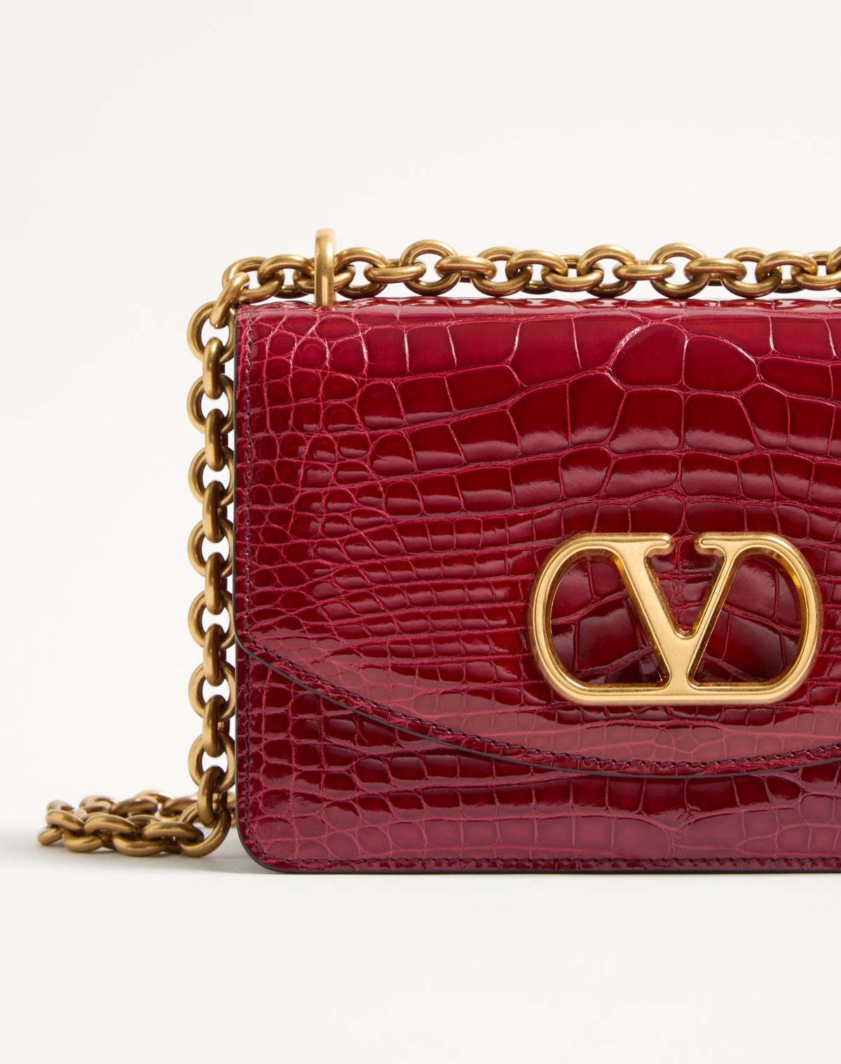 Valentino Small Vain Shoulder Bag In Scarlet