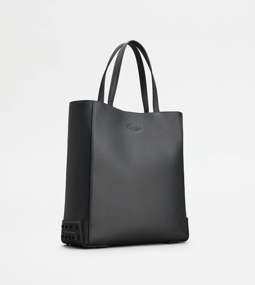 Tod's Tote Shopping Bag In Leather Medium In Black
