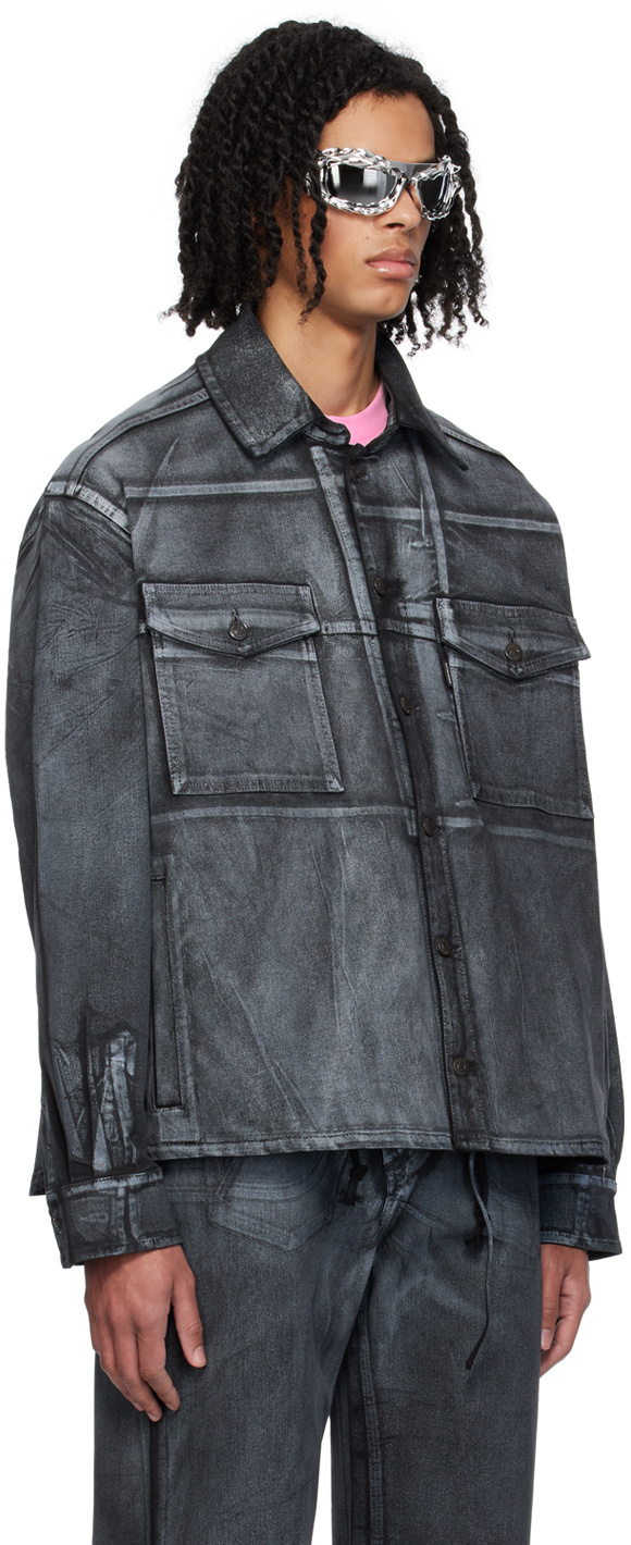 Ottolinger Printed Denim Jacket In Black