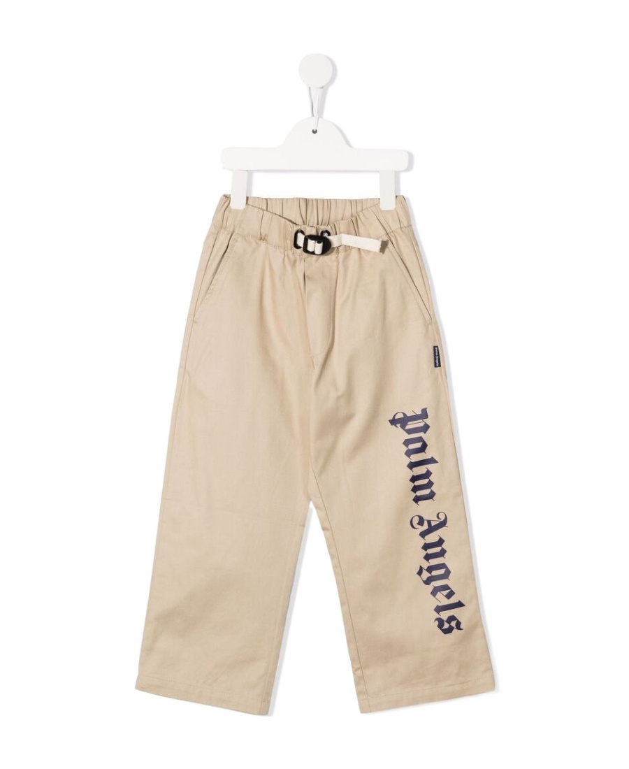 Palm Angels Logo-print Straight-leg Trousers In Nude