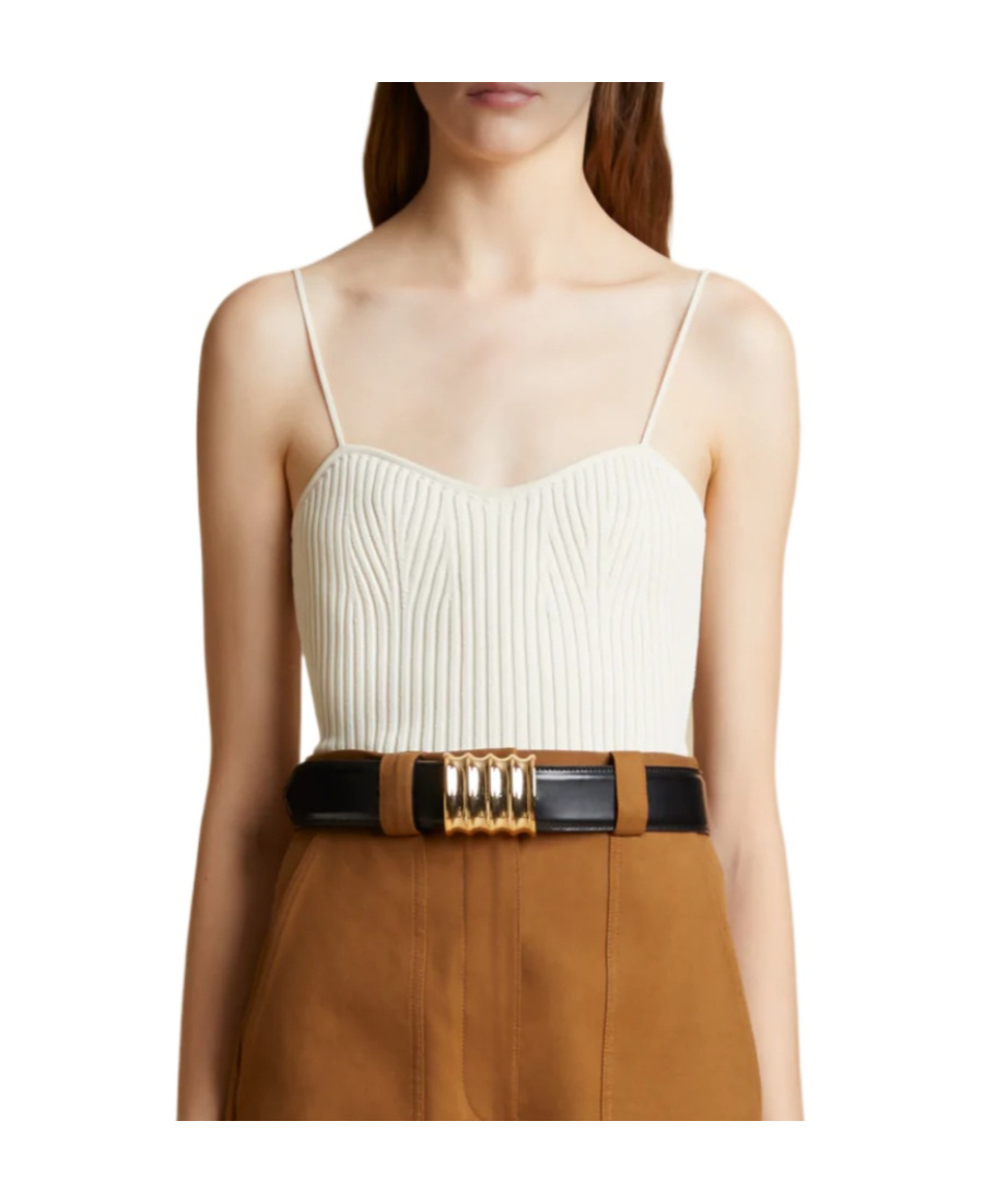 Khaite The Ziggy Knitted Top In White