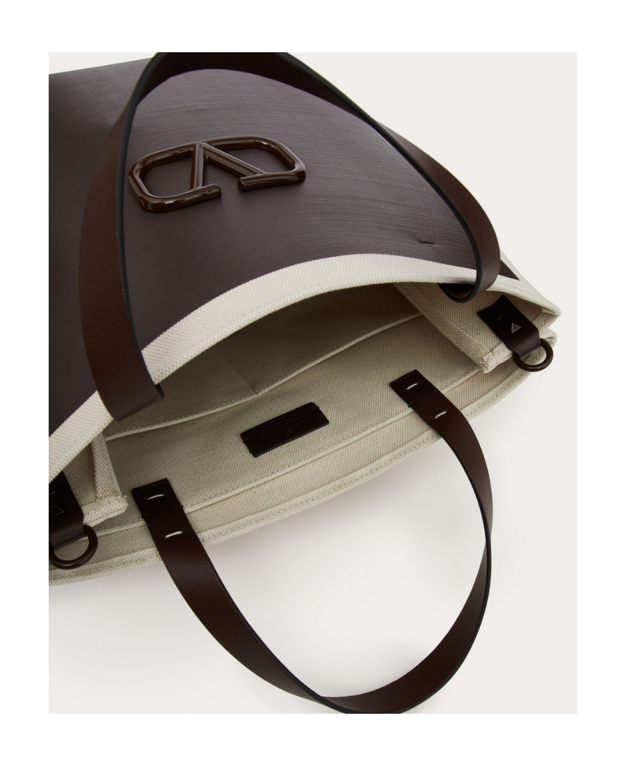 Valentino Vlogo Signature Canvas Tote In Brown