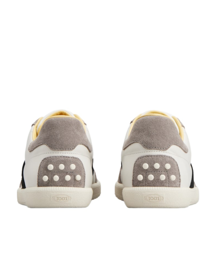 Tod's Color-blocked Leather Sneakers With Signature Gommino Sole In Gray