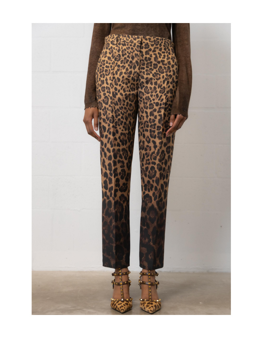 Valentino Leopard-print Slim-fit Trousers In Black