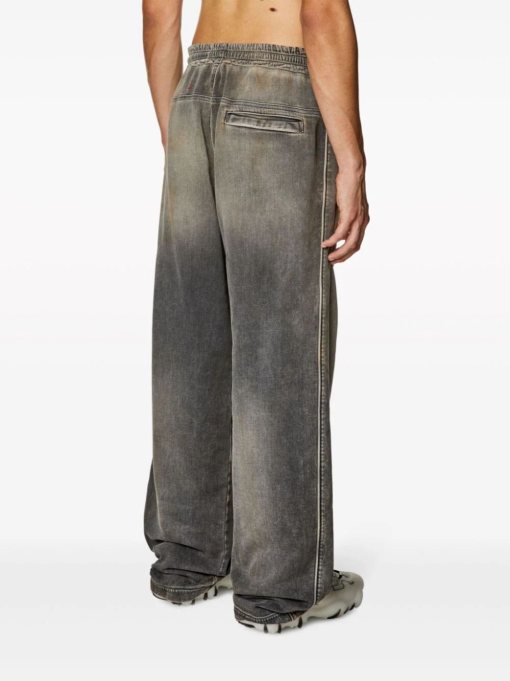 Diesel D-martians Wide-leg Track Jeans In Black