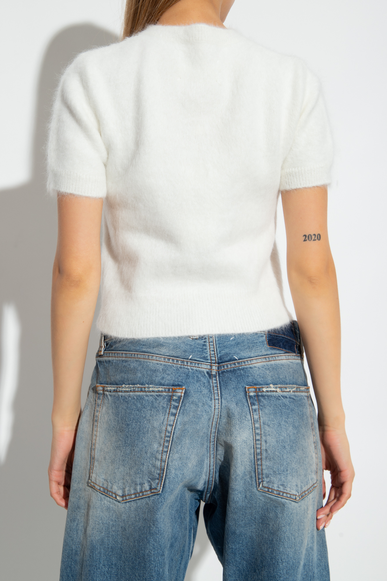 Maison Margiela Button-up Knitted Top In White