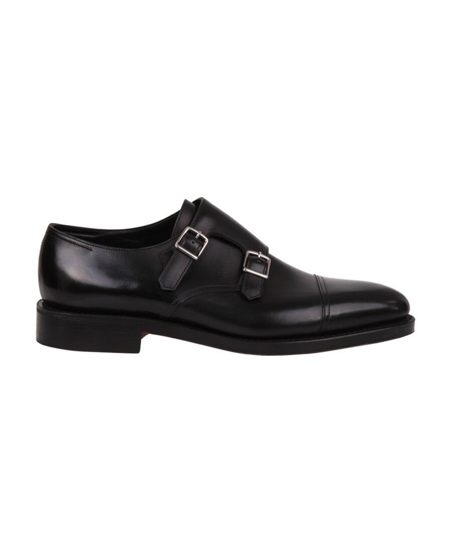 John Lobb Hand-sewn Black Calf Leather Double Buckle Shoe In Black