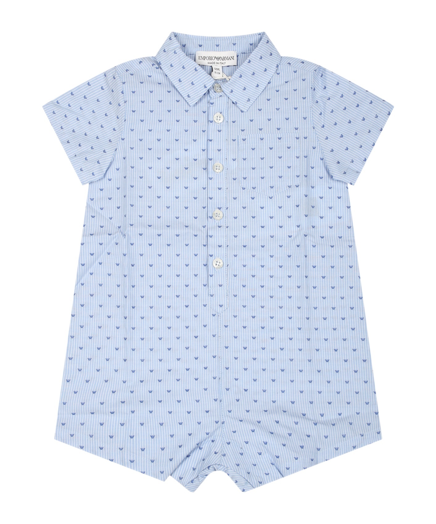 Emporio Armani Short-sleeved Jumpsuit In Blue