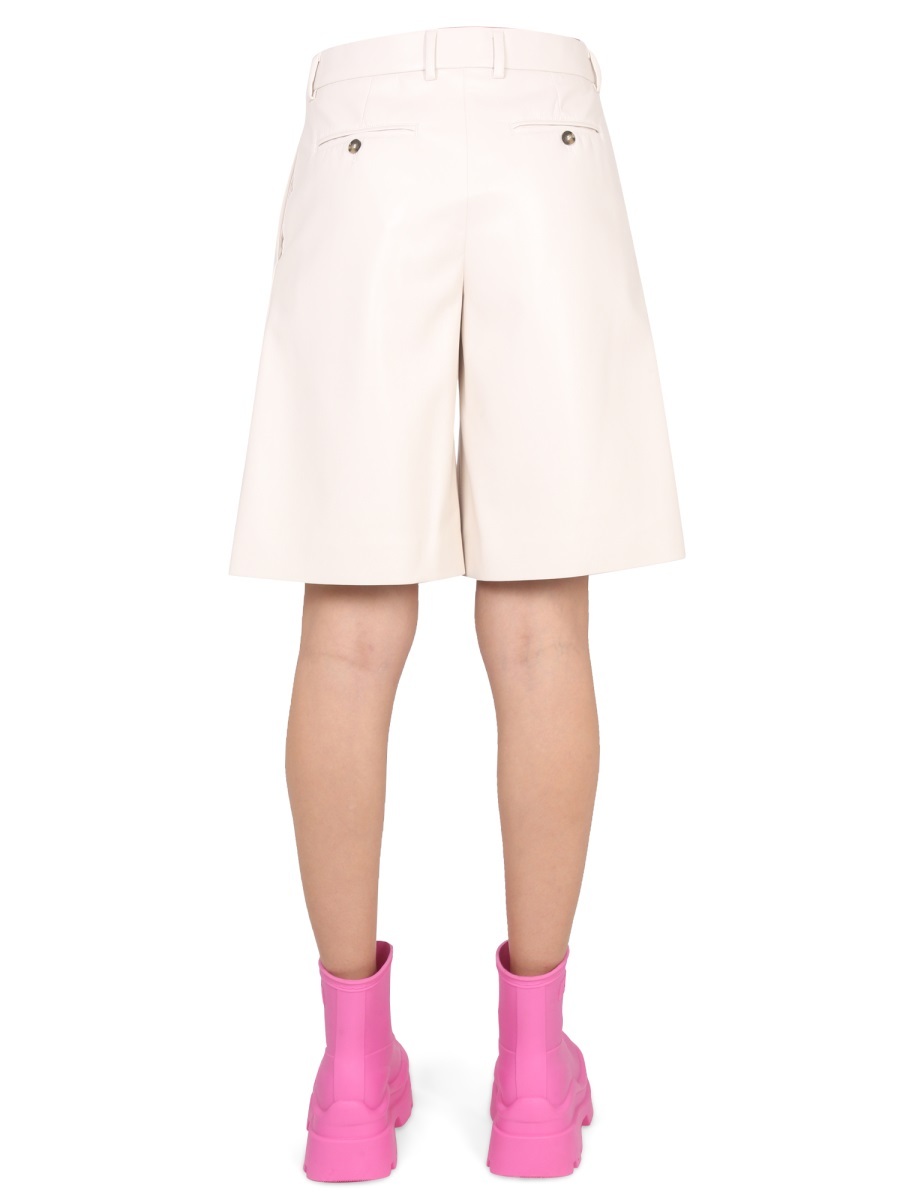Msgm Faux Leather Bermuda Shorts In White