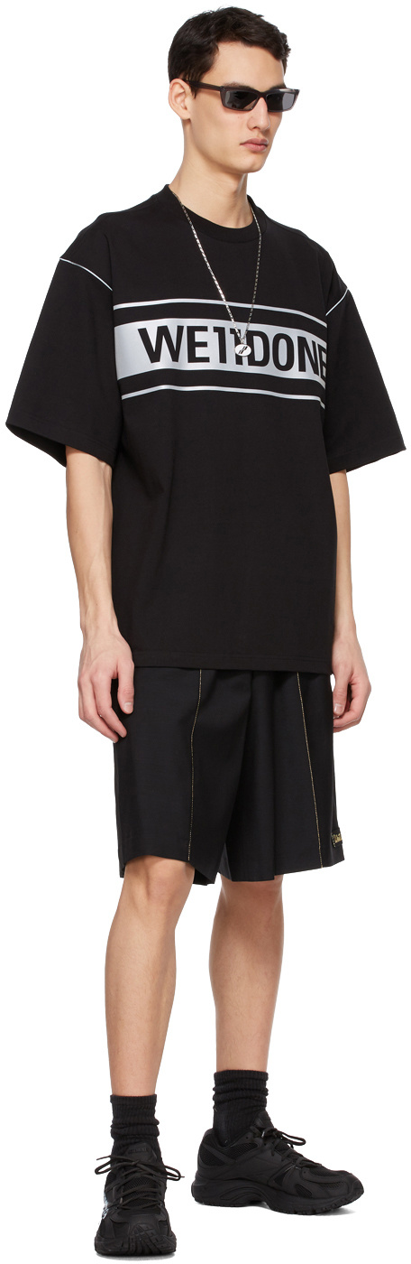 We11 Done Contrast Sewing Sports Shorts In Black