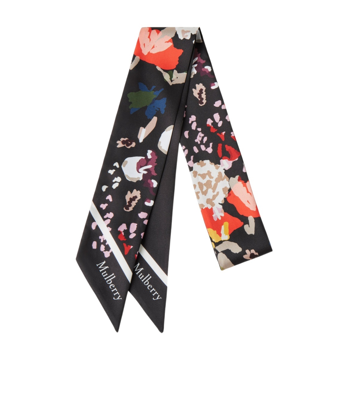 Mulberry Winter Floral Skinny Scarf In Black