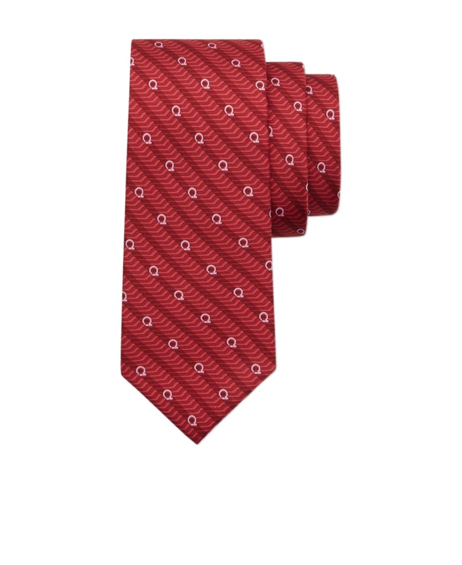 Ferragamo Printed Tie In Red