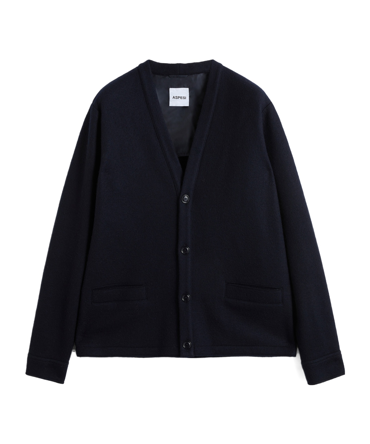Shop Aspesi Long-sleeved Knitted Cardigan In Black
