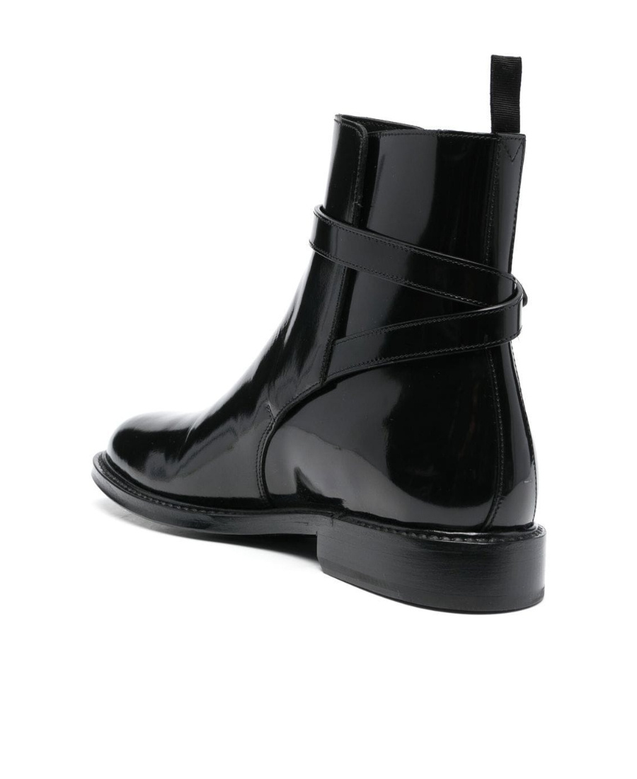 Saint Laurent Patent Leather Ankle Boots In Black
