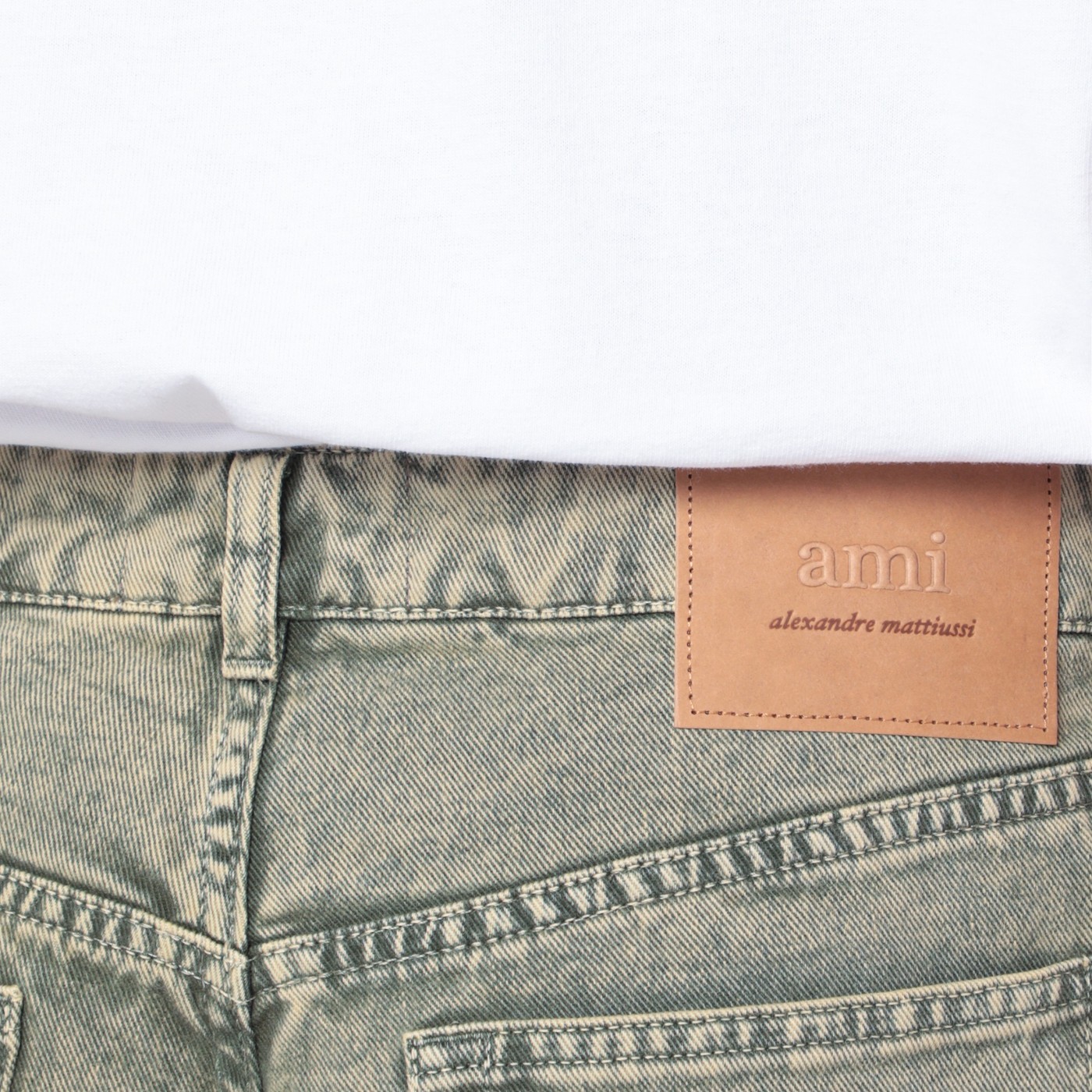 Ami Alexandre Mattiussi Laurel Green Faded Effect Jeans