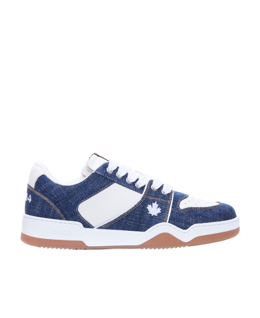 Dsquared2 Spiker Denim-panelled Sneakers In White