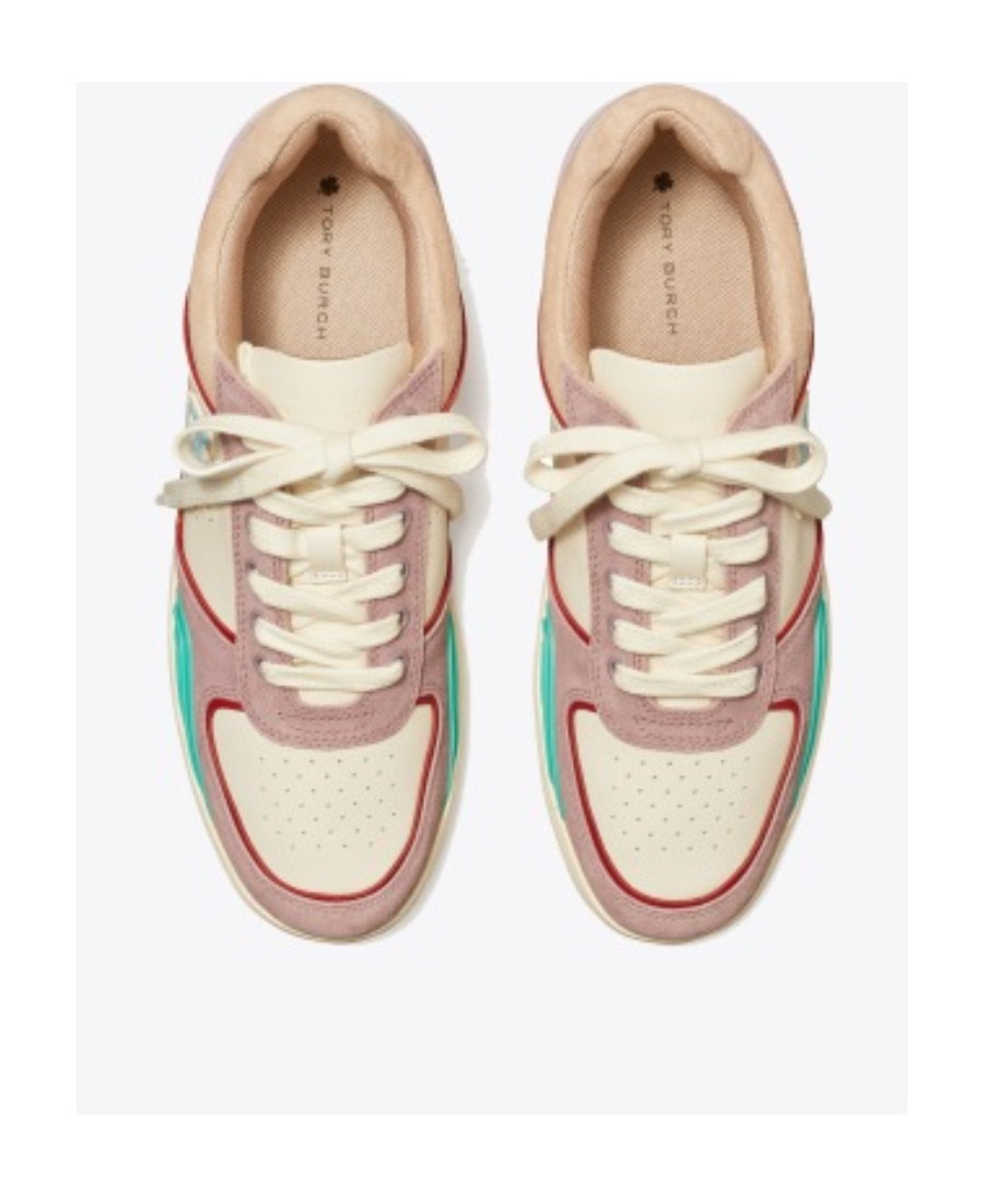 Tory Burch Clover Court Colour-block Leather Sneakers In Multicolor