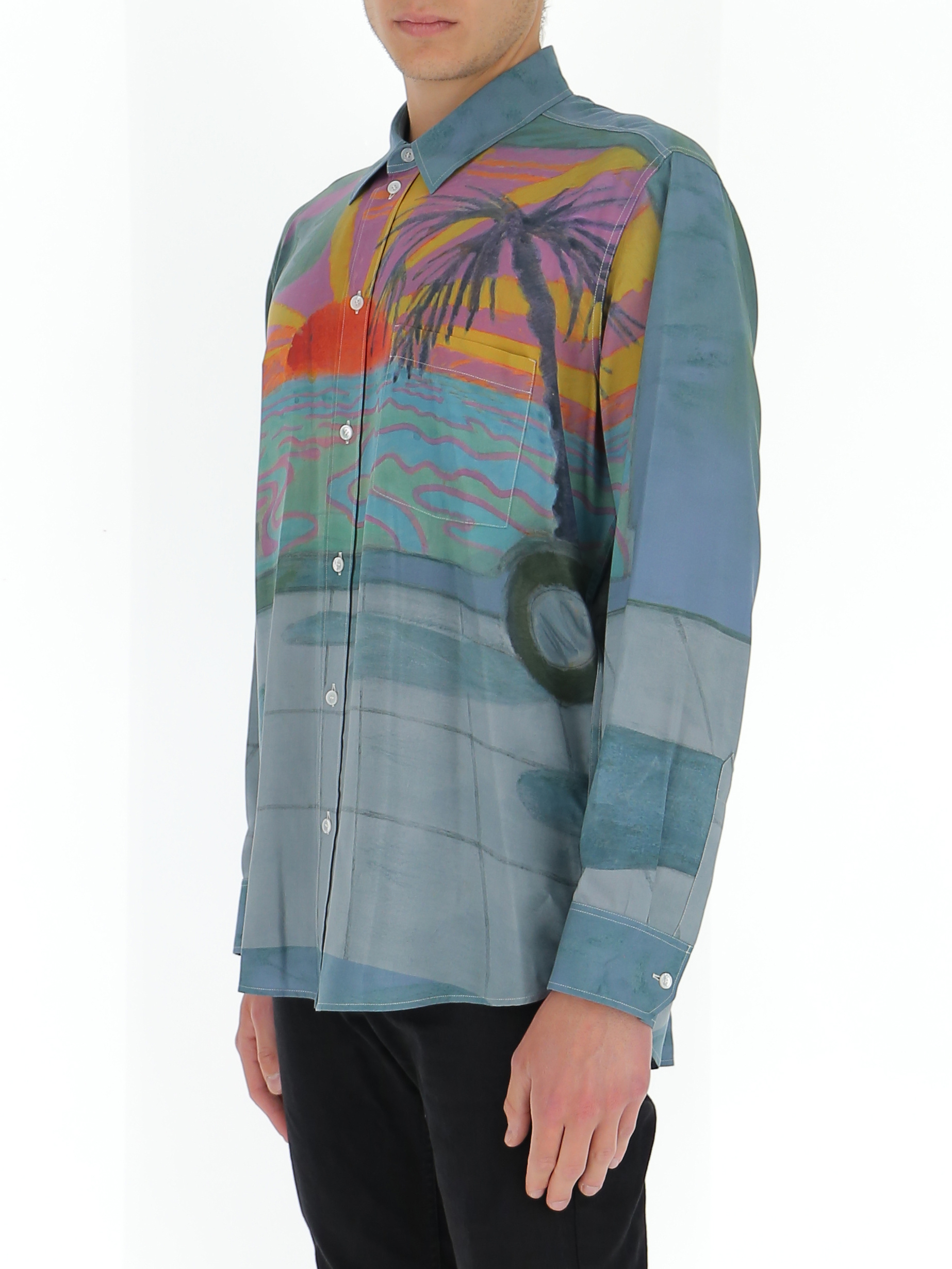 Celine Printed Long-sleeved Shirt In Multicolor