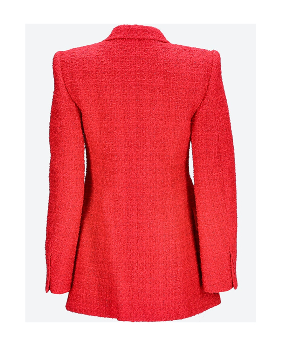 Balenciaga Tweed Double-breasted Jacket In Red