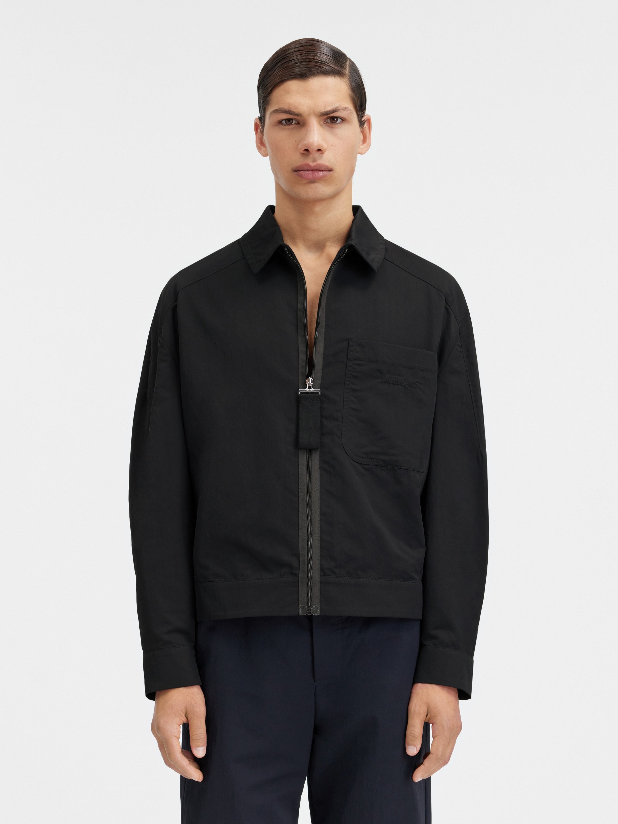 Shop Jacquemus Grosgrain Bomber Jacket In Black