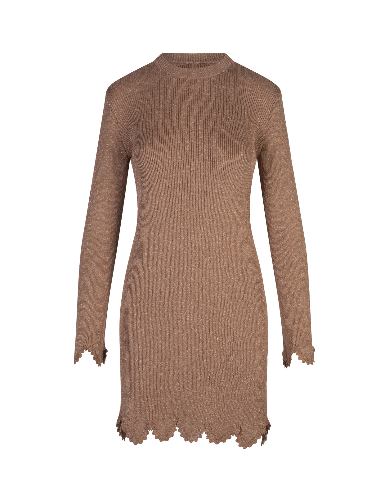 Chloé Ribbed-knit Mini Dress In Brown