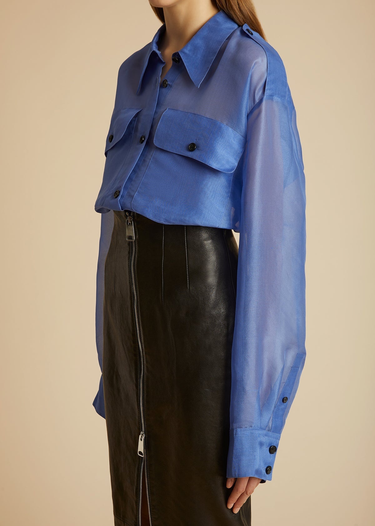 Shop Khaite The Missa Silk-organza Shirt In Blue