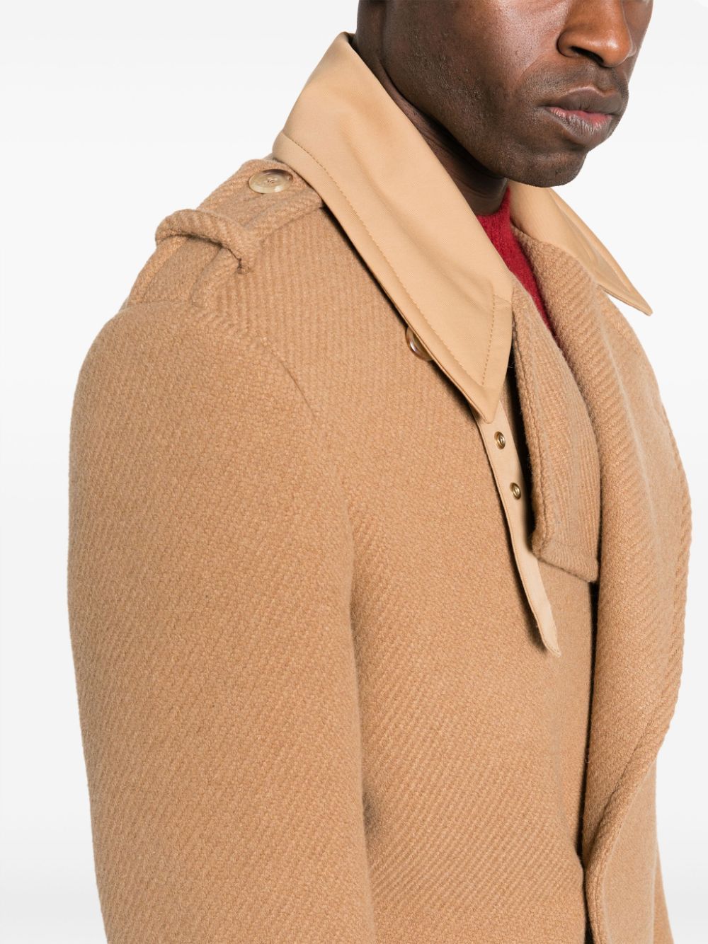 Moschino Panelled Wool-blend Single-breasted Coat In Nude