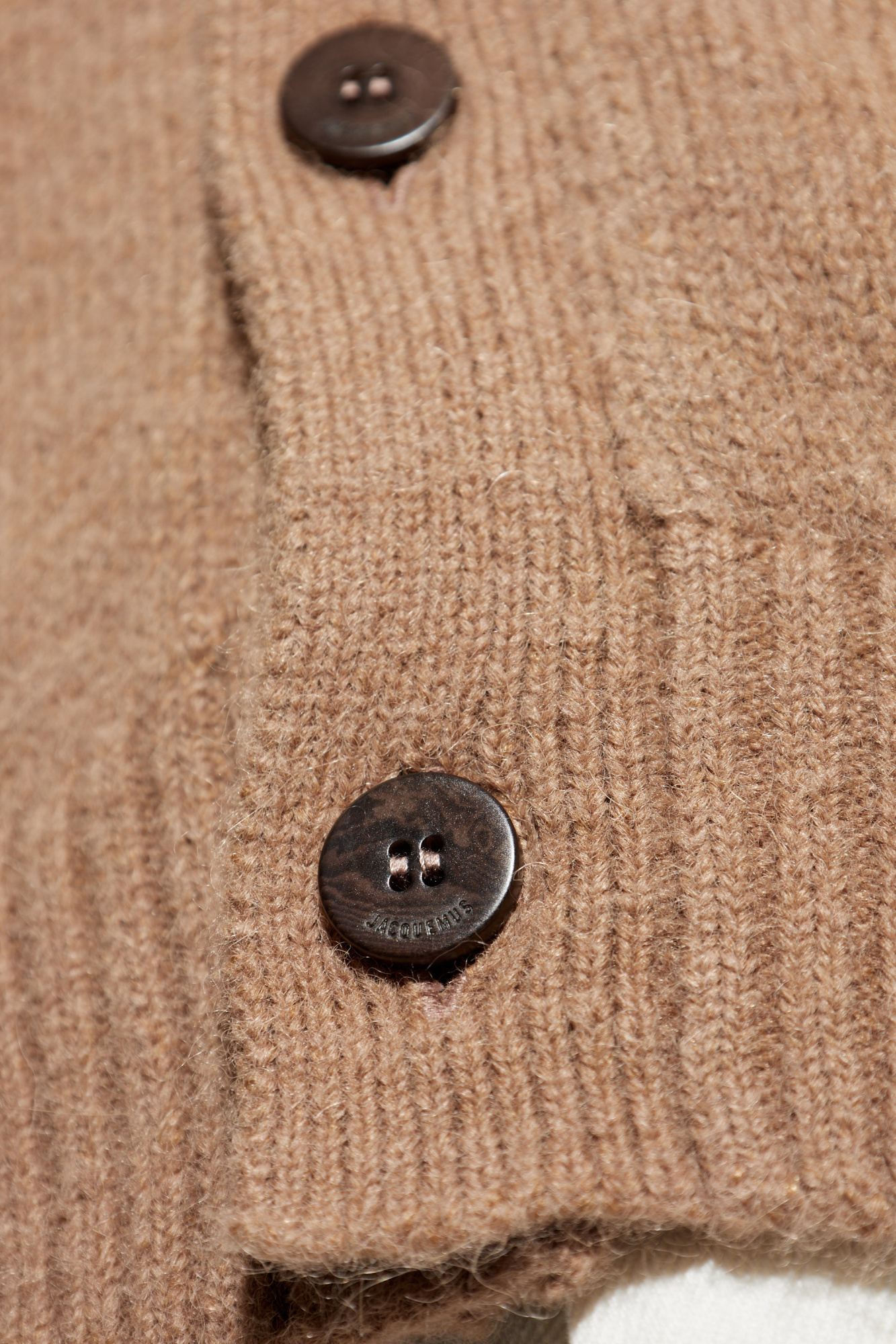 Jacquemus Logo Alpaca Cardigan Unique Pattern In Nude