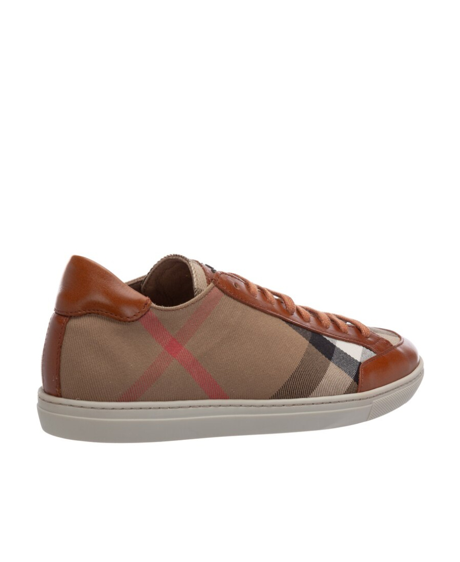 Burberry Low-top Casual Shoes With Plaid Straps In Brown