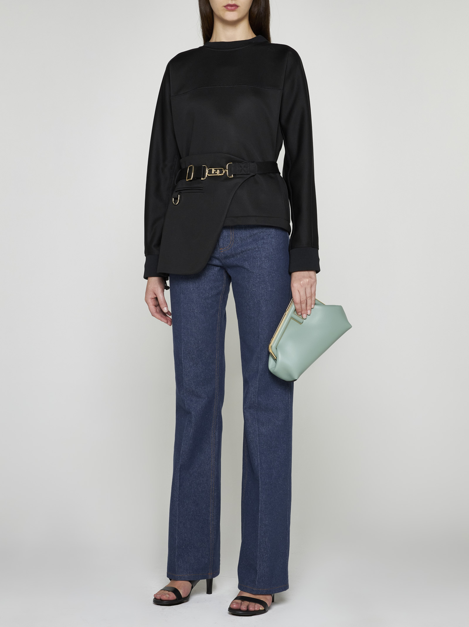 Fendi Black Jersey Sweatshirt In Black