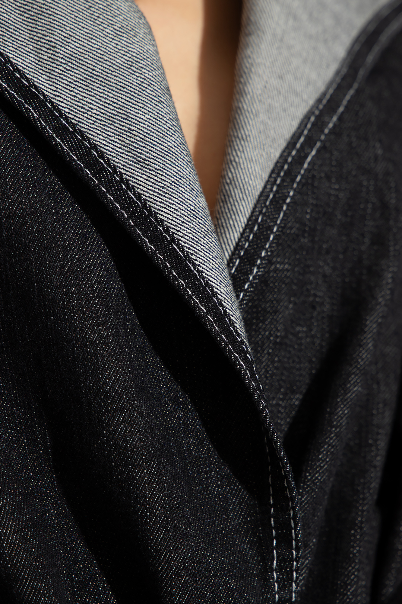 Alaïa Hooded V-neck Denim Bodysuit In Black