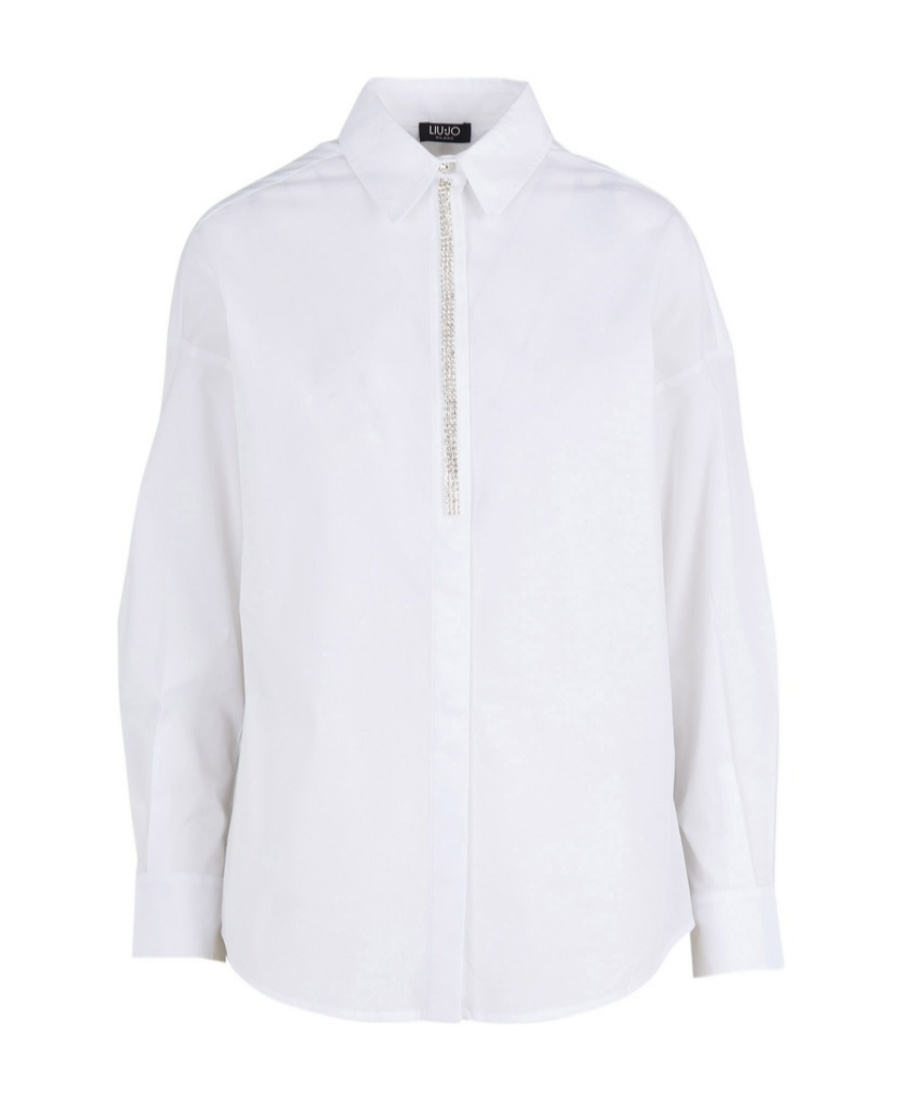 Liu •jo Long-sleeved Lapel Shirt In White
