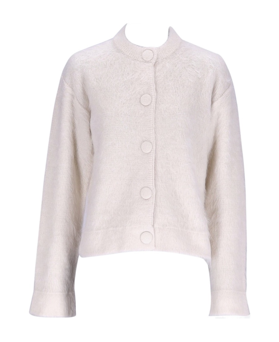 Shop Jil Sander Long-sleeved Alpaca-wool Blend Cardigan In White