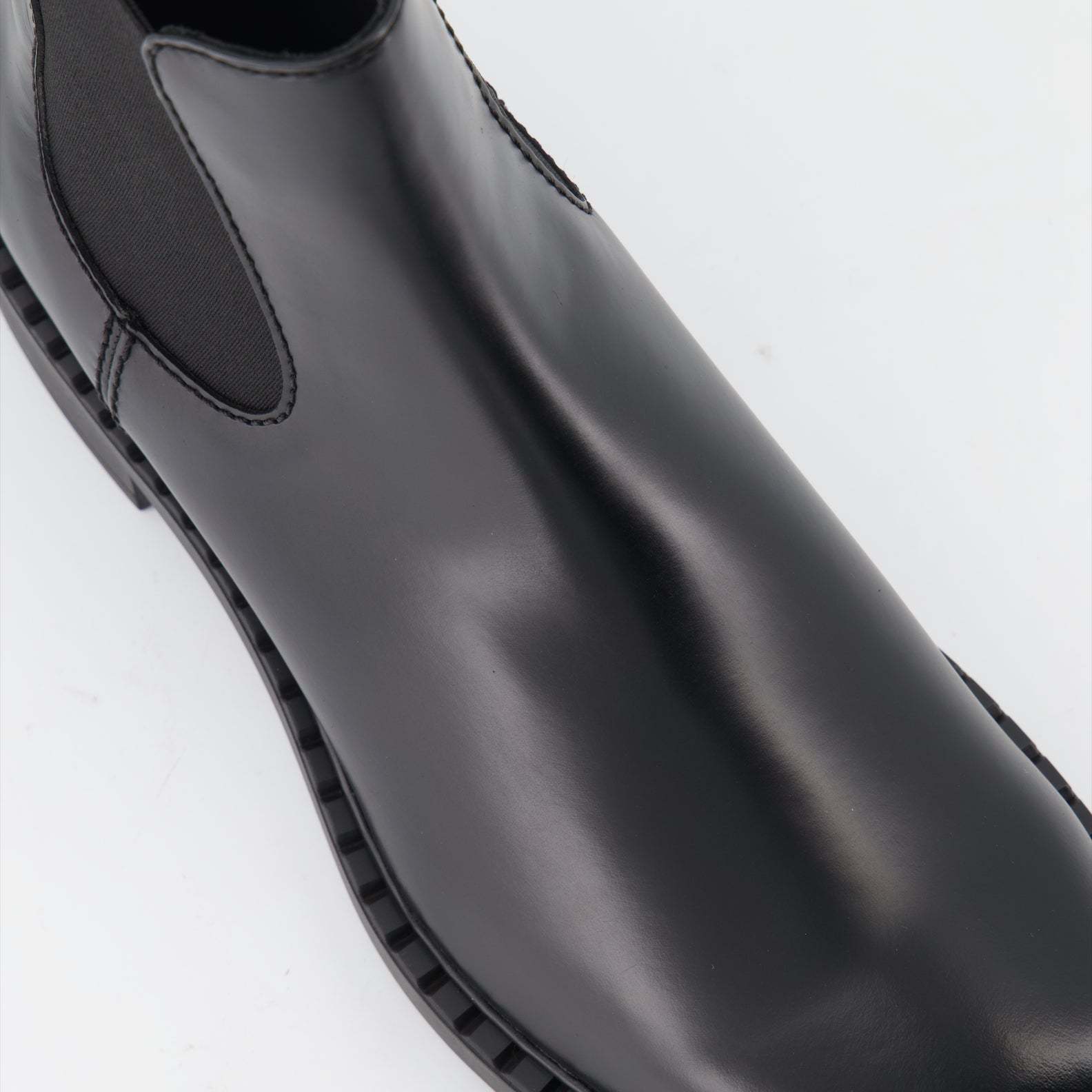 Prada Round Head Boots In Black
