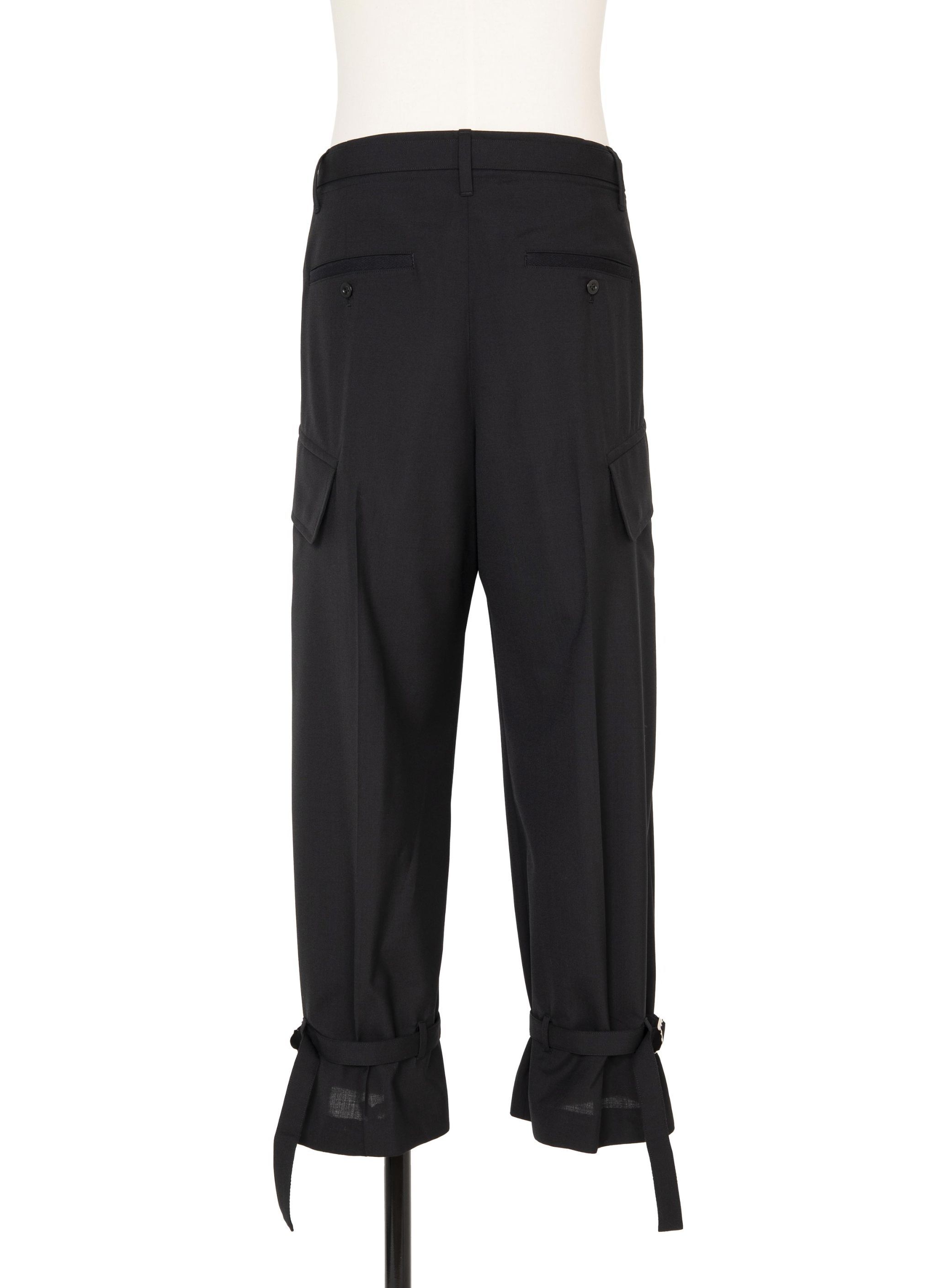 Sacai Belted Cotton Pants In Black