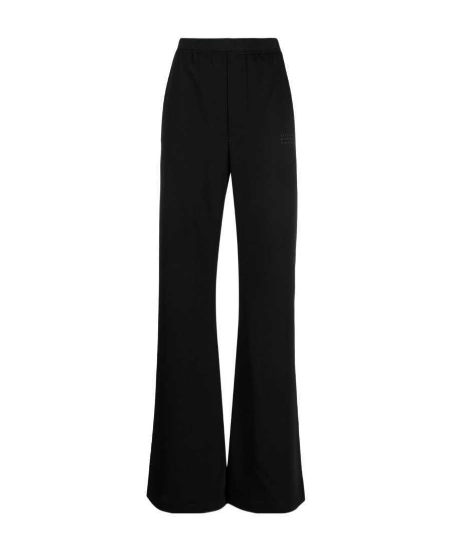 Mm6 Maison Margiela Logo-print Flared Trousers In Black