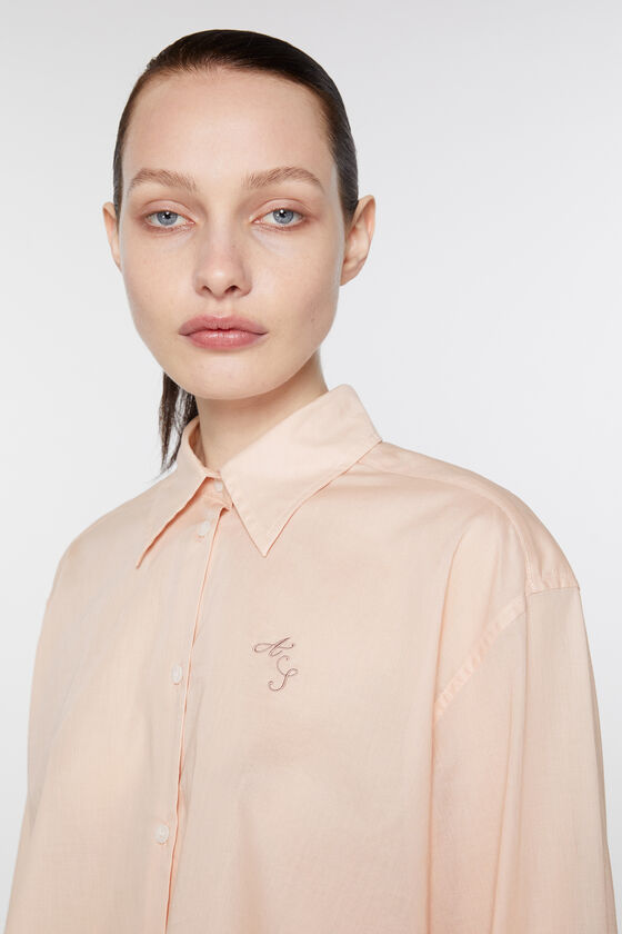 Acne Studios Logo-embroidered Cotton Crop Shirt In Nude