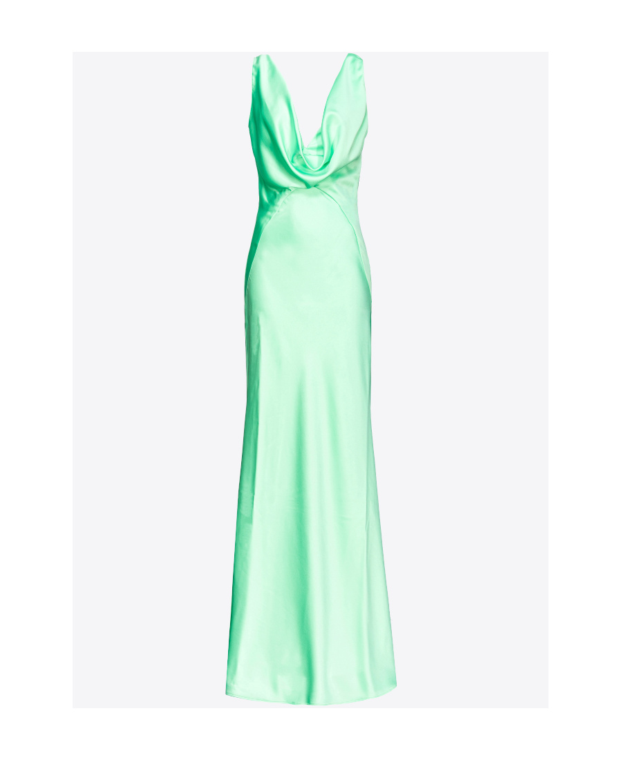 Pinko V-neck Draped Maxi Dress In Green