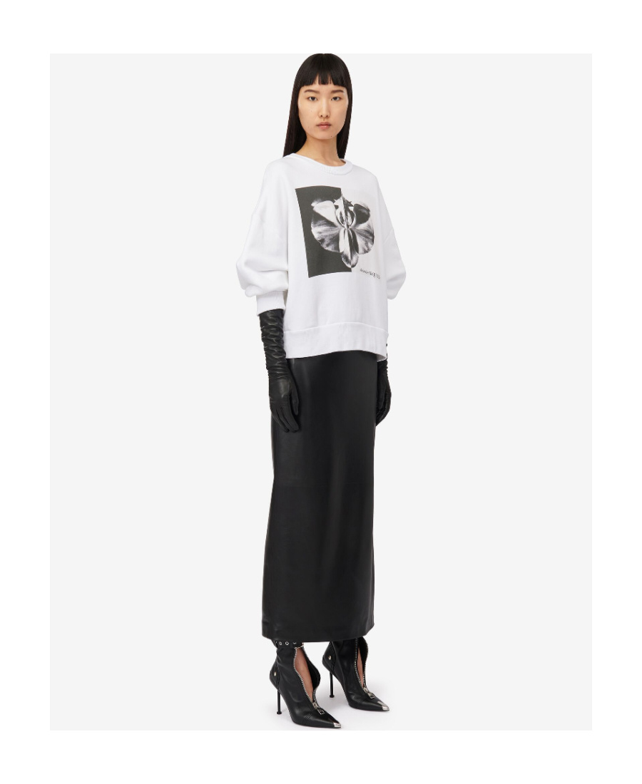 Alexander Mcqueen Floral-print Cotton Sweatshirt In White