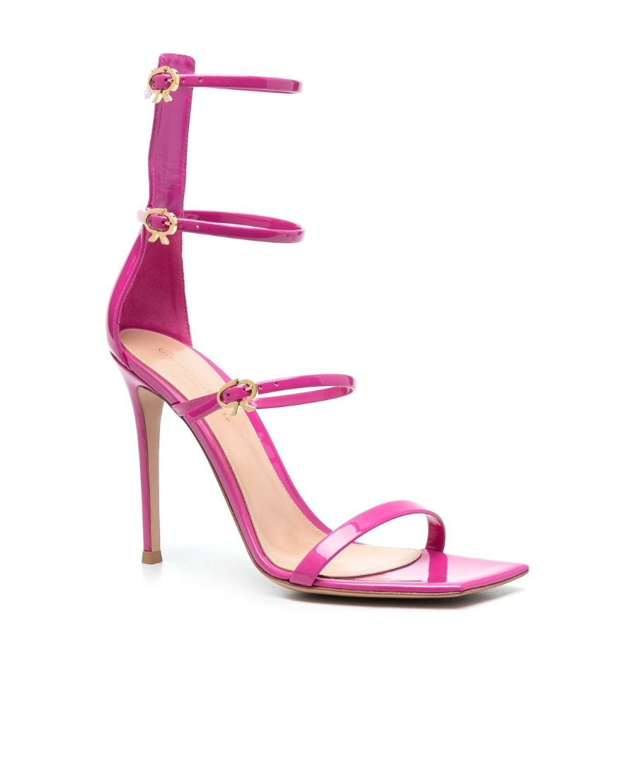 Gianvito Rossi Ribbon Uptown Patent High Heel Sandals In Pink