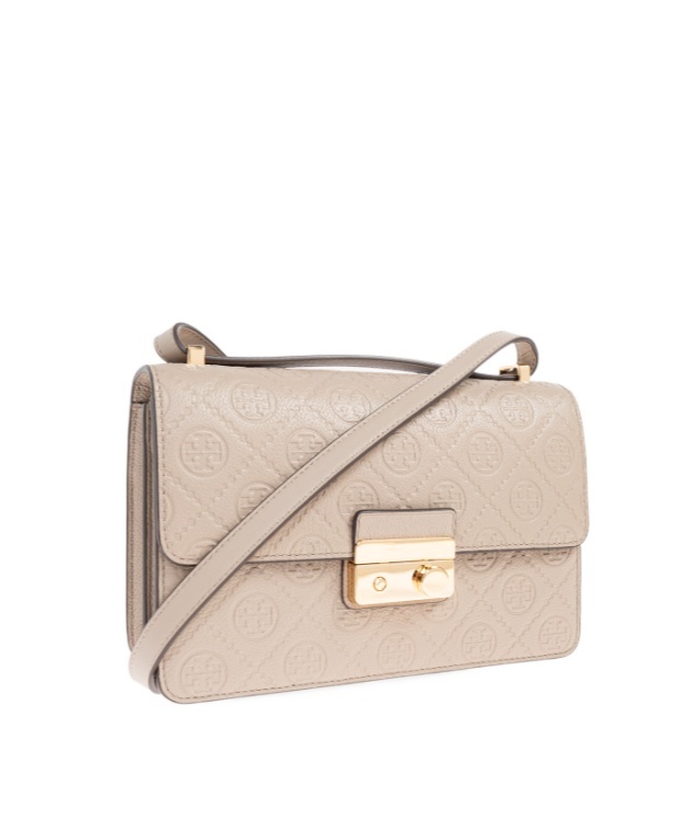 Tory Burch T Monogram Leather Shoulder Bag In Brown