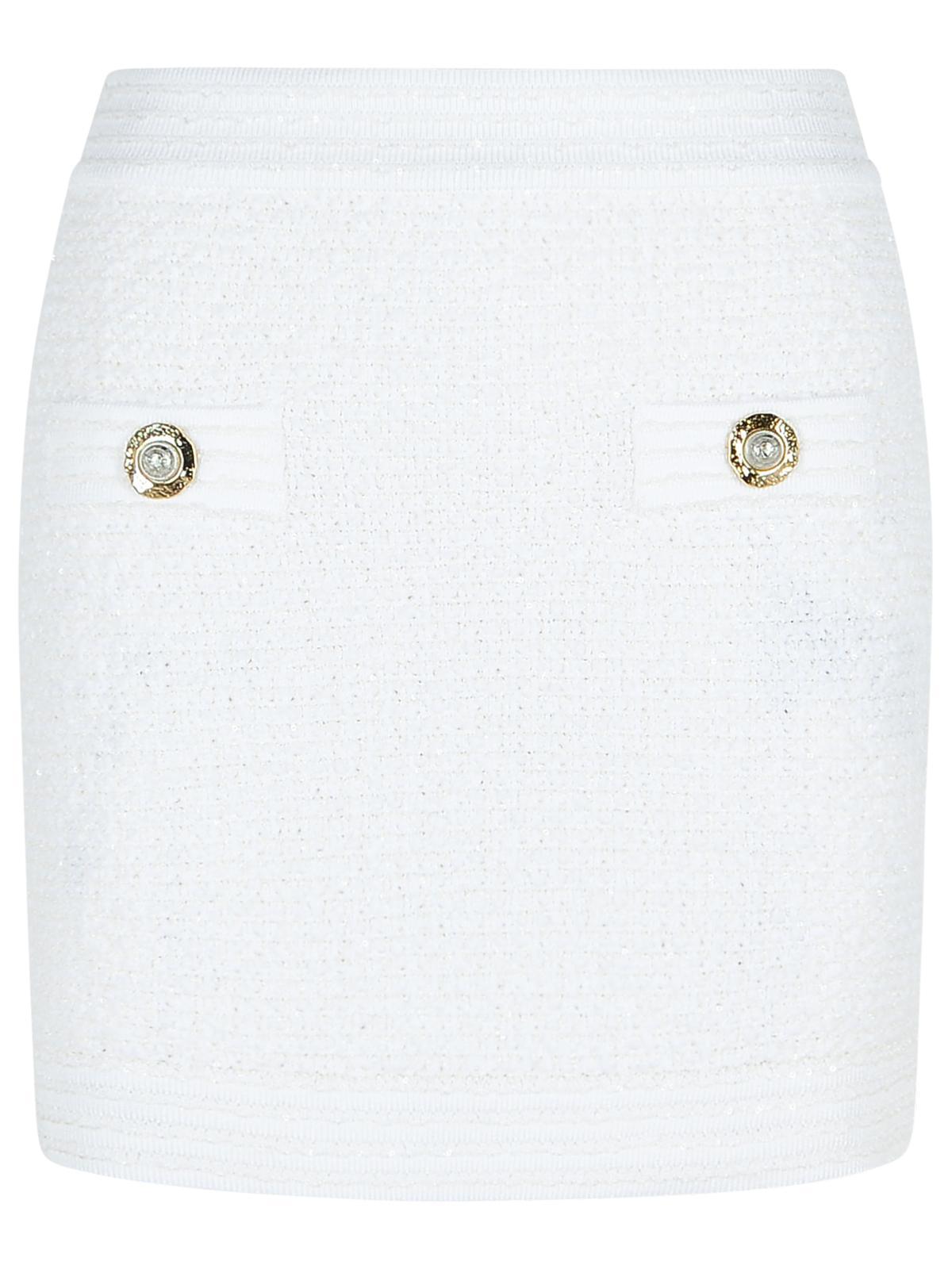 Balmain Cotton Blend Miniskirt Gold-tone Buttons