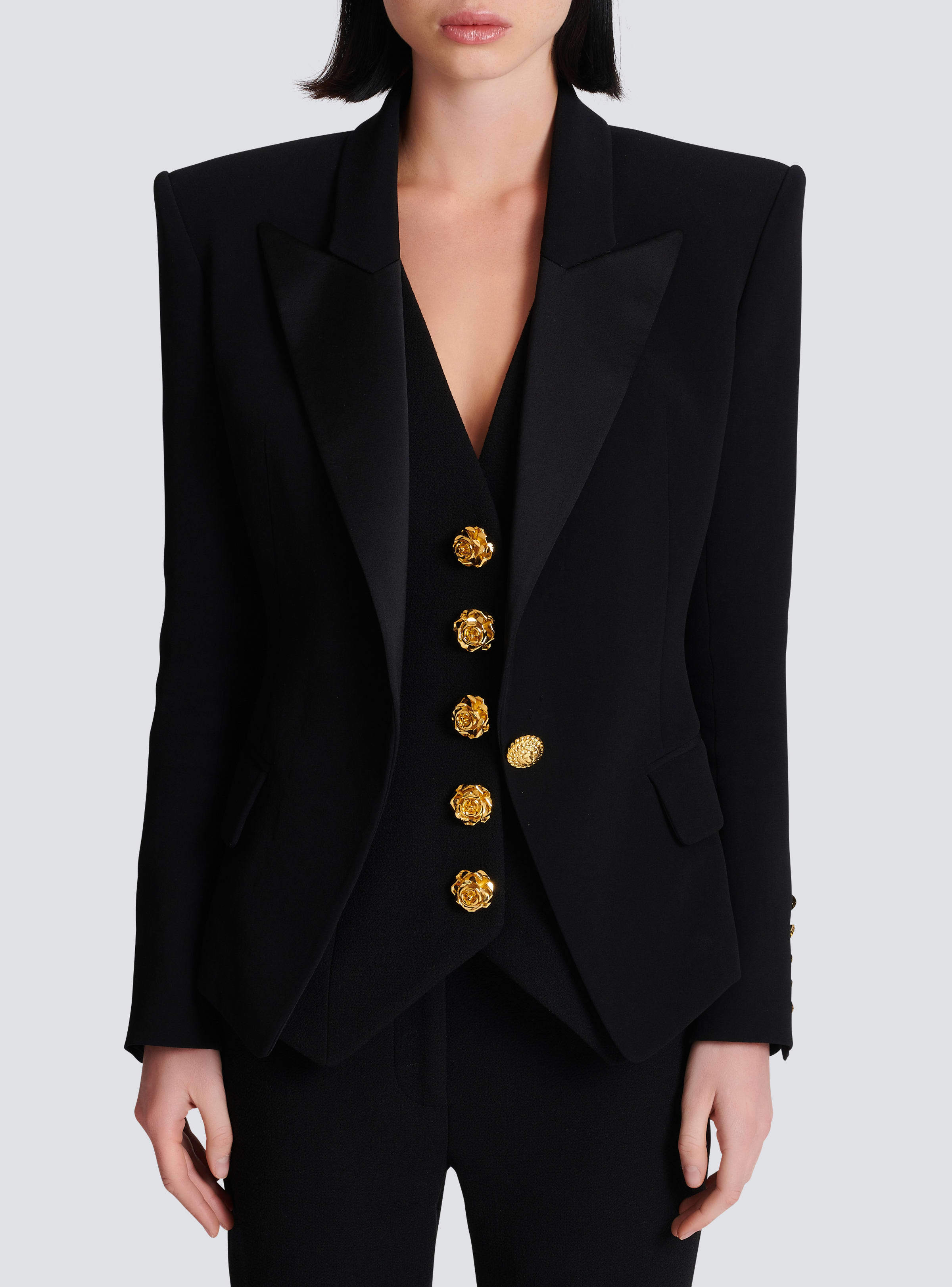 Balmain Cotton-blend Single-breasted Blazer In Black
