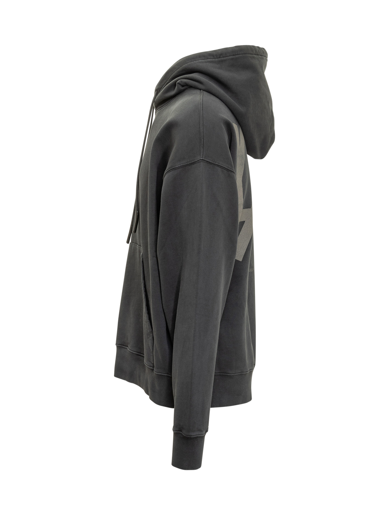 44 Label Group Relaxed Fit Black Cotton Hoodie With Bold Graphic Print In Black