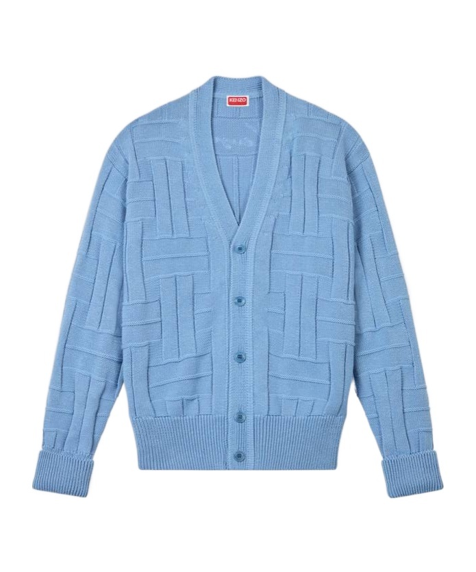 KENZO 'KENZO WEAVE' EMBROIDERED CARDIGAN IN COTTON