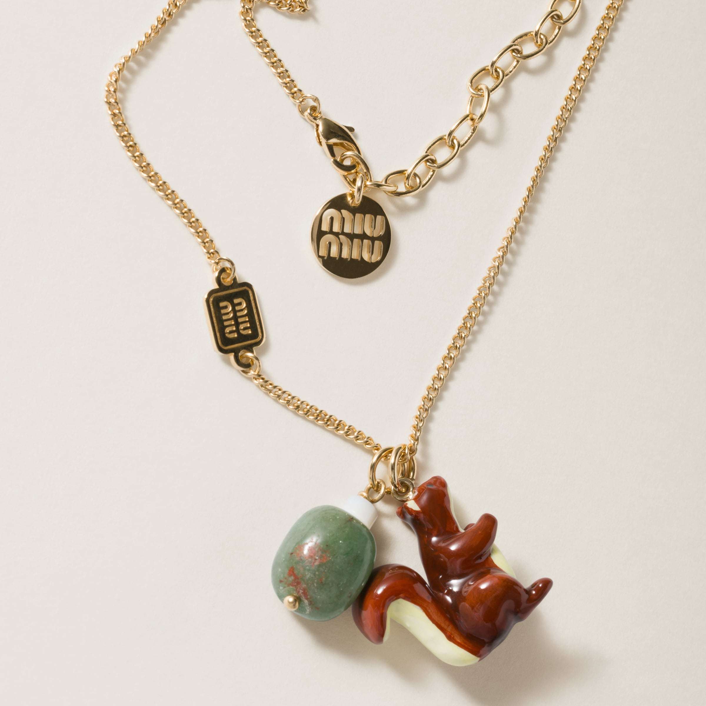 Miu Miu Charms Chain Necklace In Yellow