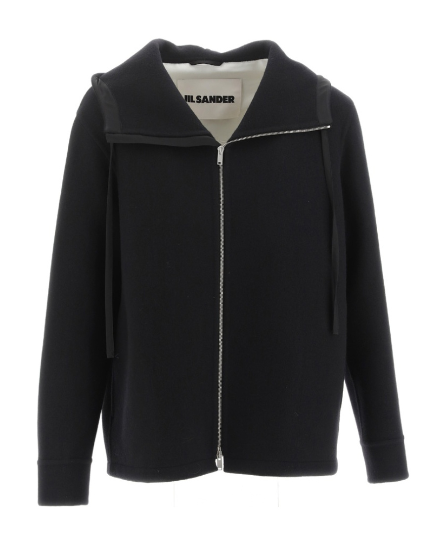 Jil Sander Virgin-wool Hooded Jacket In Black