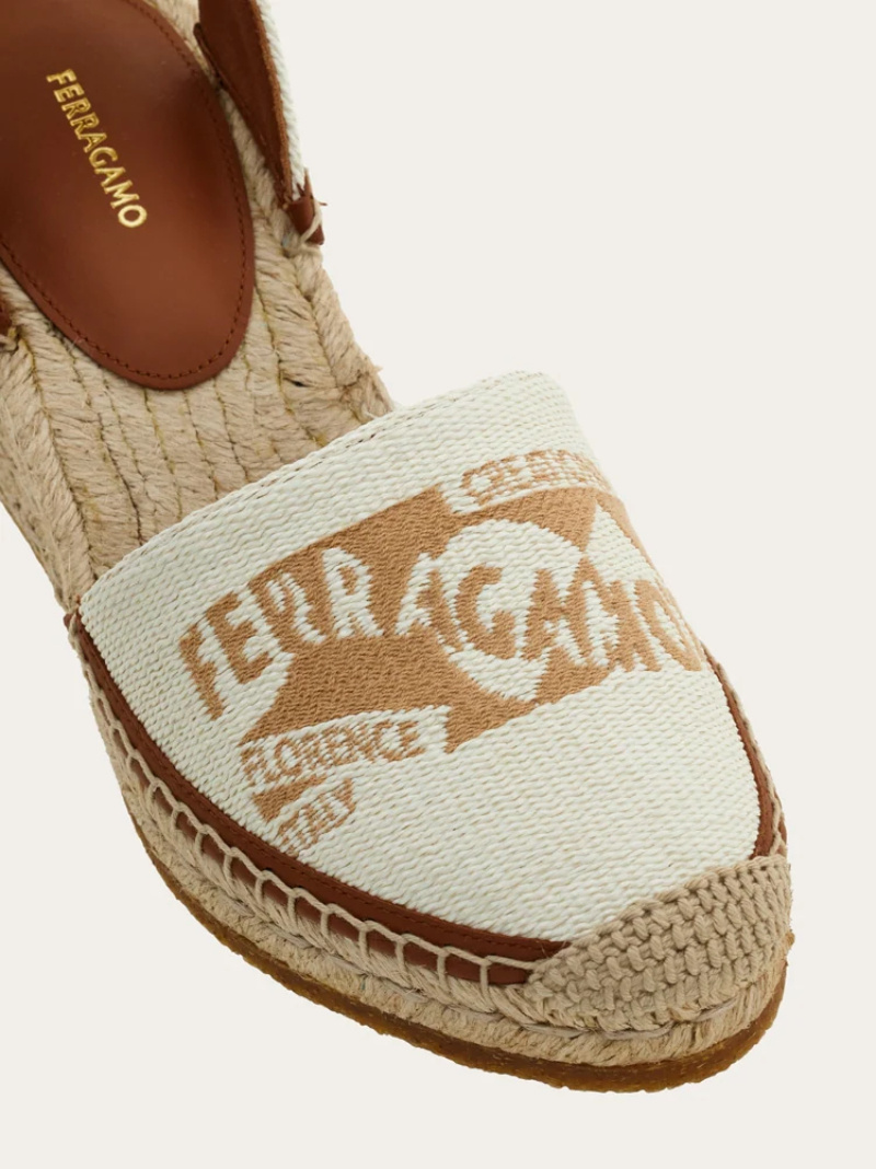 Ferragamo 70mm Logo-jacquard Espadrilles In Brown