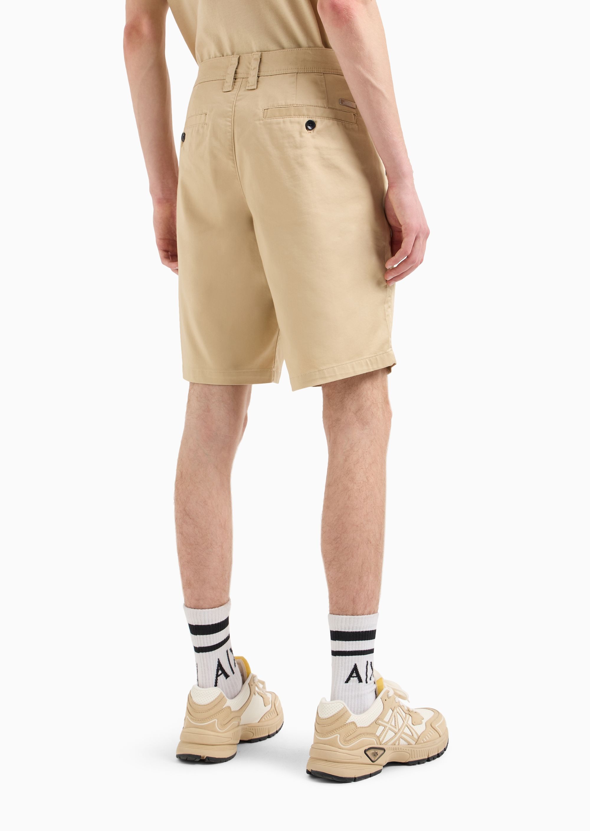 Armani Exchange Mid-rise Chino Shorts In Nude